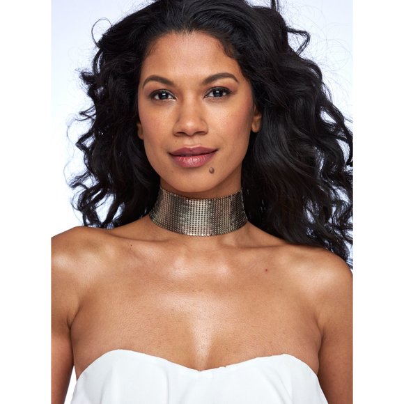 RAWLUXE Jewelry - PINK & GREEN HOLOGRAPHIC DUO CHROME GUNMETAL CHAINMAIL MESH THICK CHOKER GOTH